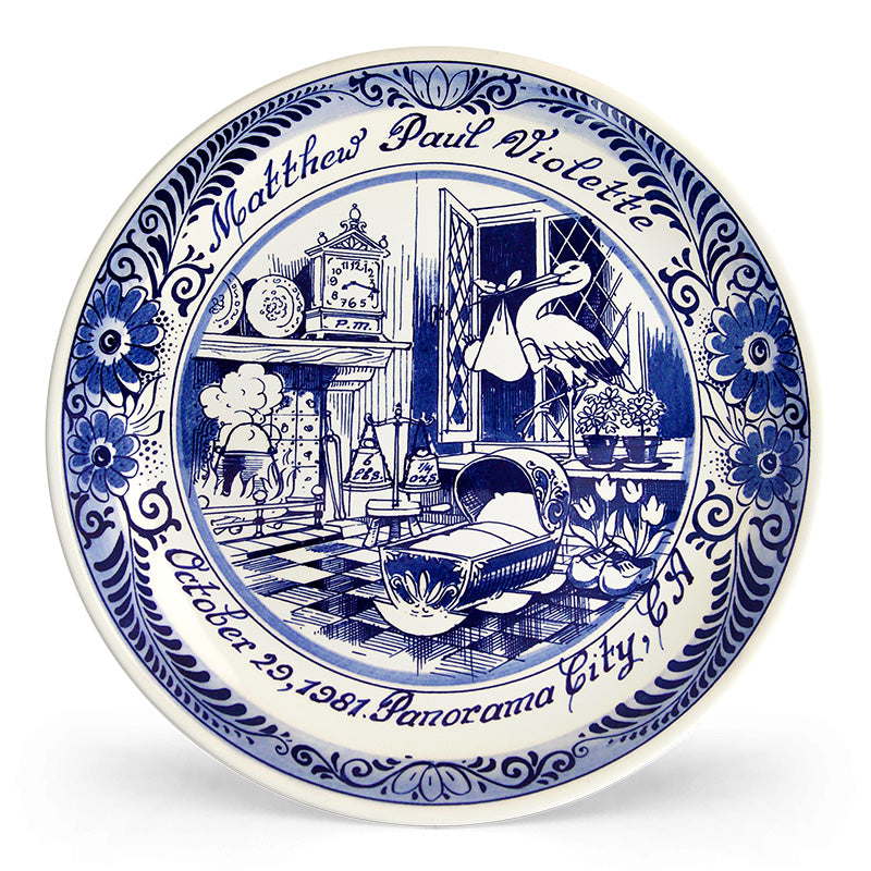 Delft Blue Birth Plate